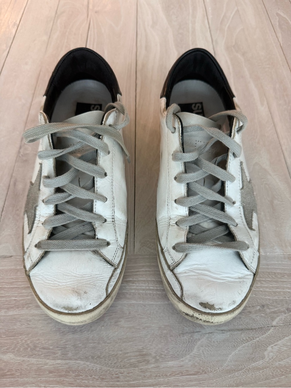 Golden Goose White Leather Sneaker with Grey Star and Black Heel - Picture 3 of 4